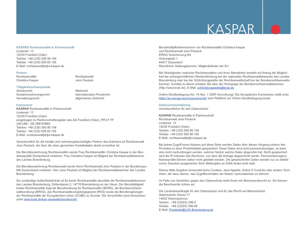 KASPAR Rechstanwälte Rechtsanwälte Logo