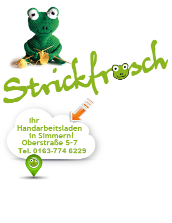 Strickfrosch Handarbeiten, Wolle, Kurzwaren Logo
